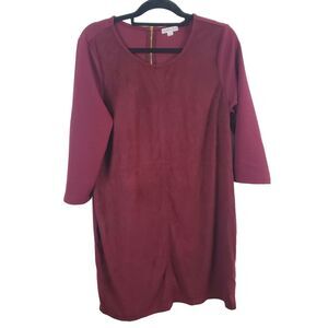 Ophelia Roe Dress Womens XL Long Sleeve Burgundy Pullover Knee Length